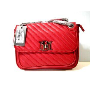 BM Crossbody Wallet Lock & Quilt Red Faux Leather Bag